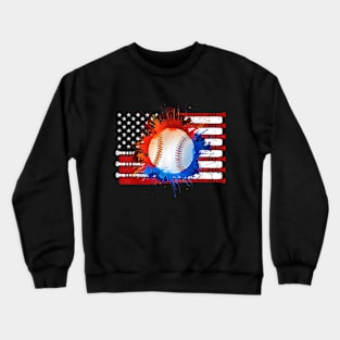 Patriotic USA 4th of July  American Flag Baseball Team Crewneck Sweatshirt